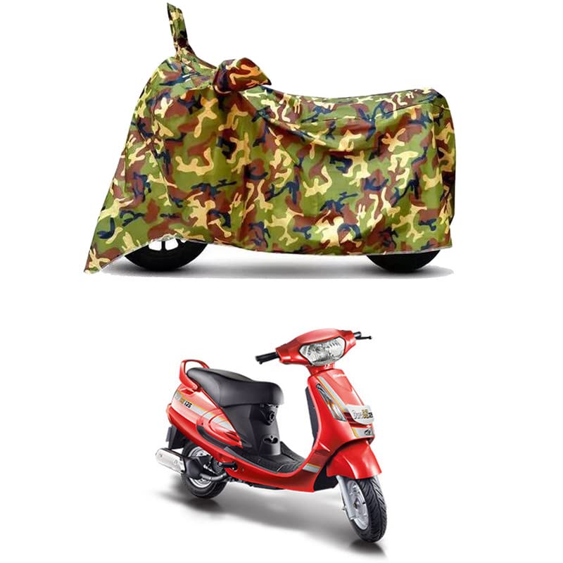 Image of Waterproof 100% PVC Coated Bike Scooty Two Wheeler Body Cover Compatible for Mahindra Duro 125 DZ /UV-Rays /Heat Protection /Birds Dropping /Scratchproof /Dust Proof [6X6 Jungle Print]