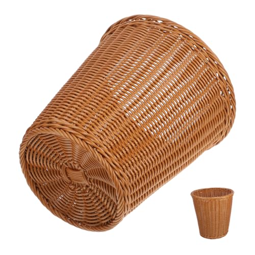 Caneca de basura rectangular con tapa tejido rattan miniatura 1