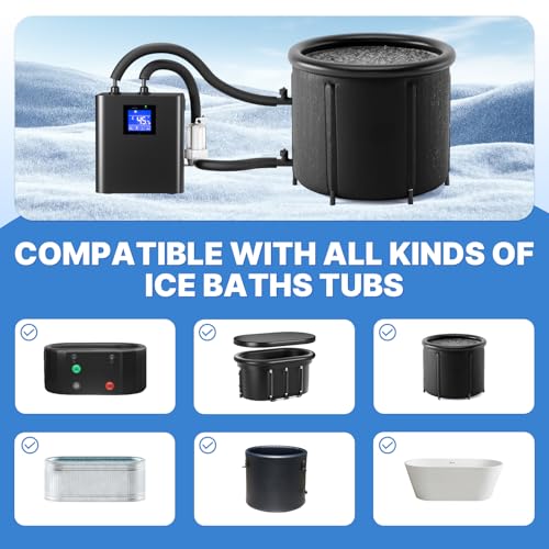 Ice Bath Water Chiller for Cold Plunge Tubs, 1/3 HP Upgraded Water Chiller with Pump, External Filter and Submersible Pump for Home and Professional Use