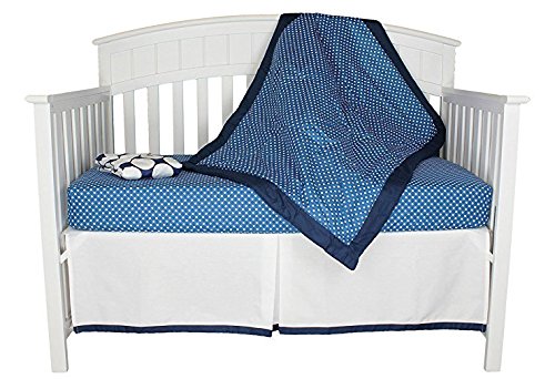 Bacati Mix Match White Blue Navy Crib Bedding Set (3 pc Crib Set with Comforter)