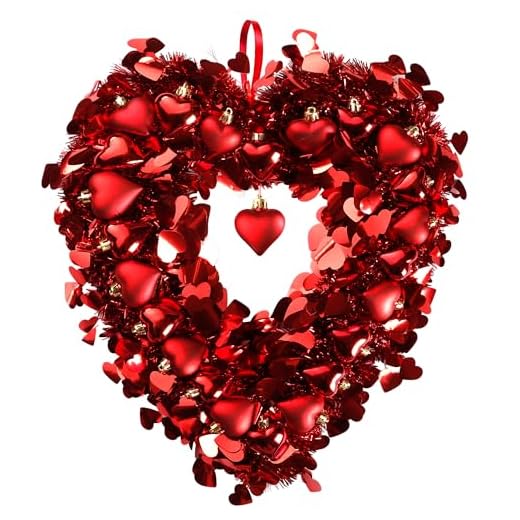 17.7'' Tinsel Heart Wreath for Valentine's Day