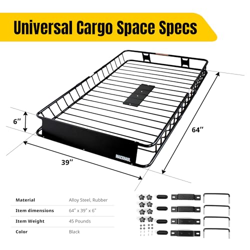 MaxxHaul 50506 robuster Universal-Dachträger aus Stahl, 162,6 x 99,1 x 15,2 cm, Schwarz