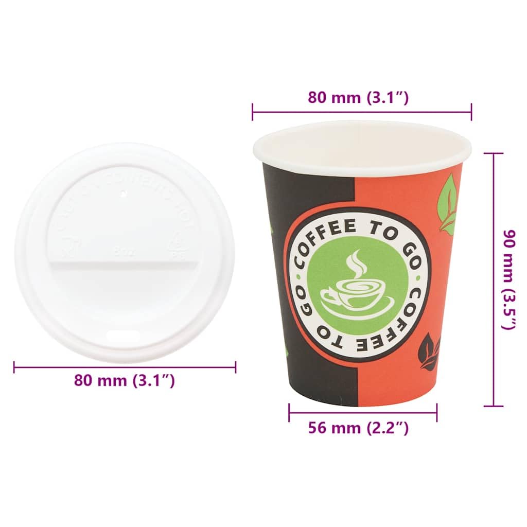 Tazze da caffè in Carta con Coperchi 1000 pz 8oz 240 ml,Bicchieri USA e Getta,Tazze da caffè in Carta-3325212