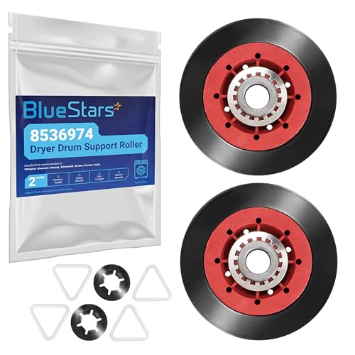 BlueStars Ultra Durable 8536974 Dryer Drum Support Roller Compatible with Whirlpool Kenmore Maytag Dryers - Replaces 8536973 W10314171 W10314173 WPW10314173 PS11752609 - PACK OF 2