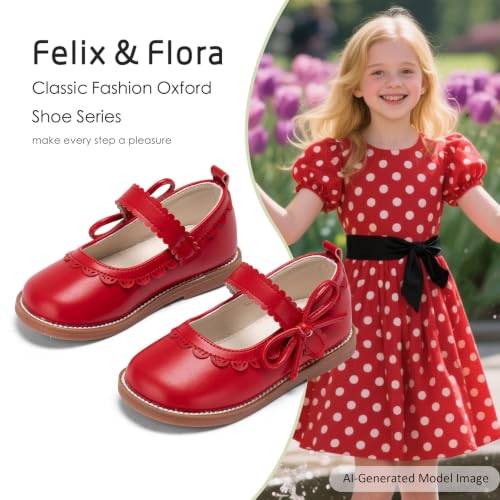 Image of Felix & Flora Toddler Girl Mary Jane Dress Shoes - School Oxford Flats for Girl Party Shoes.
