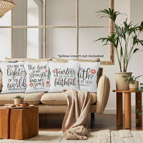 Monalet 039 Christian Throw Pillow Covers 18X18 Set Of 4, Scripture Decorative Square Pillow Cases thumb #1