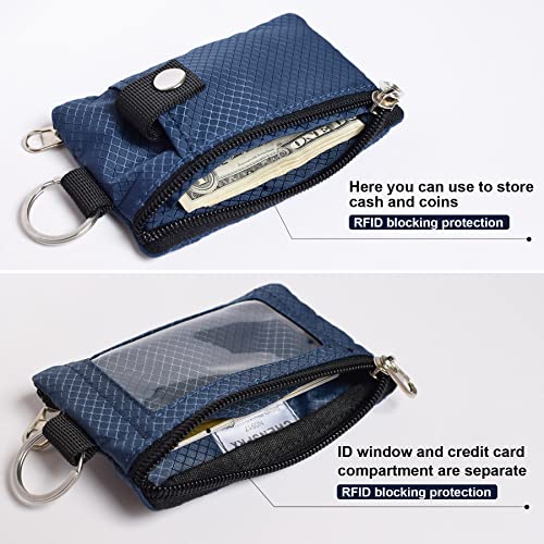 Image of CHENSPRX Minimalist RFID Blocking Small Wallet with ID Window,WaterResistant Zip Id Case Wallet with Lanyard Keychain for Cards,Cash,Travel,Women,Men