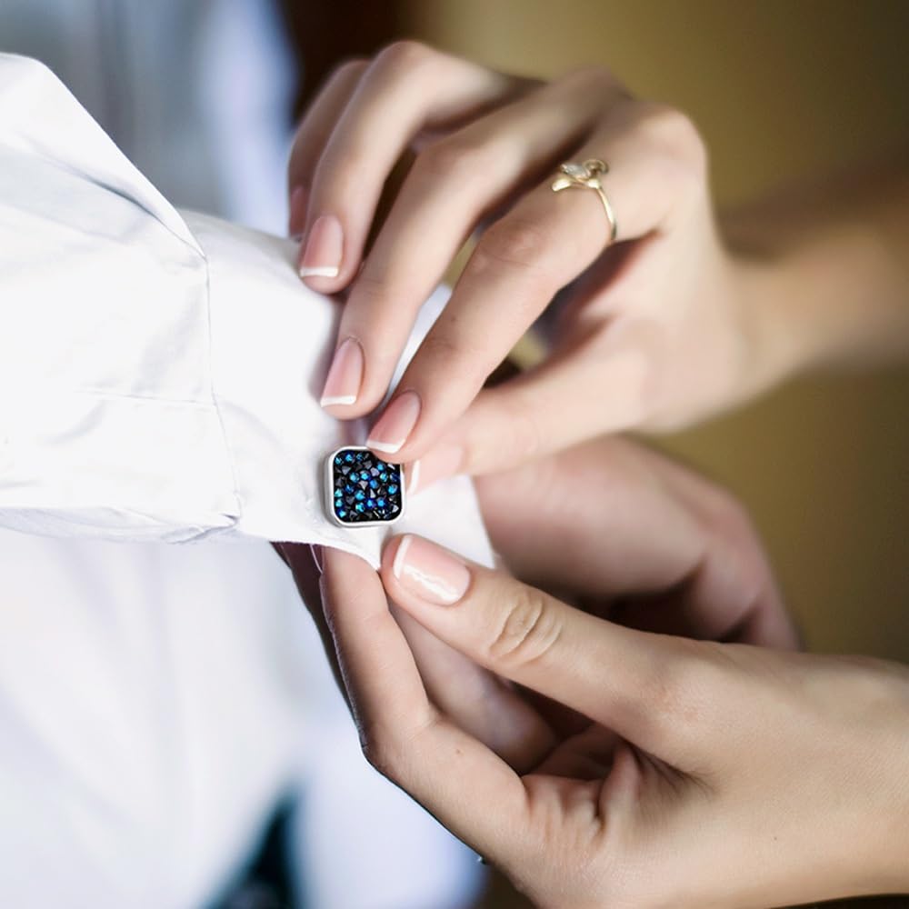Gemelos de Camisa franceses para Hombre, para Boda, Negocios, Esmoquin de Cristal
