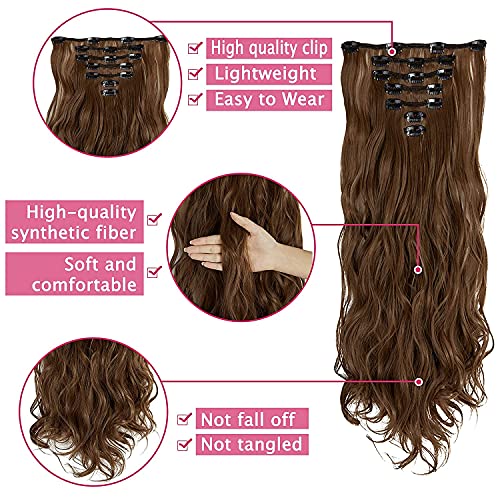 Image of Women Hair Extension Long Curly Brown 18 To 20 Inches Hairpiece With 5 BB Clip /Hair Extension for Women Party /Halloween /Christmas