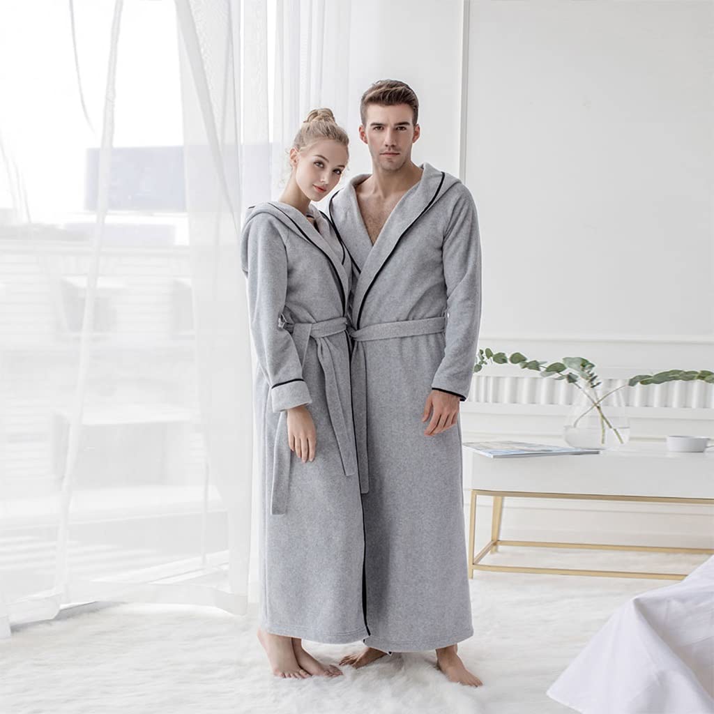 MTFBQ Batas Largas hasta El Suelo para Mujeres Altas con Capucha, Camisón De Satén con Cierre para Hombre, Camisón Esponjoso para Dormir con Bolsillos, Ropa De Dormir Sexy, Pijama Cálido