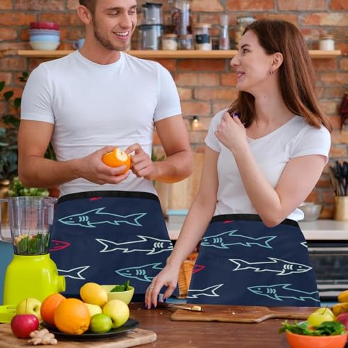 Tabliers courts de chef multicolores avec poches pour restaurant - 6