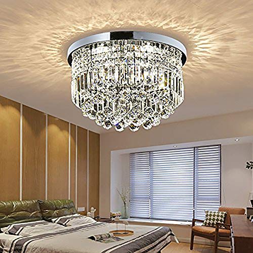 Lustre en cristal moderne à montage encastré pour petits plafonds