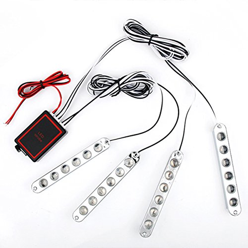 Dealpeak 4x6 LED 12V 5.2" Car Emergency Lights Vehicle Strobe Lights Truck Under Glow Grill Hood SUV Bulb Strips