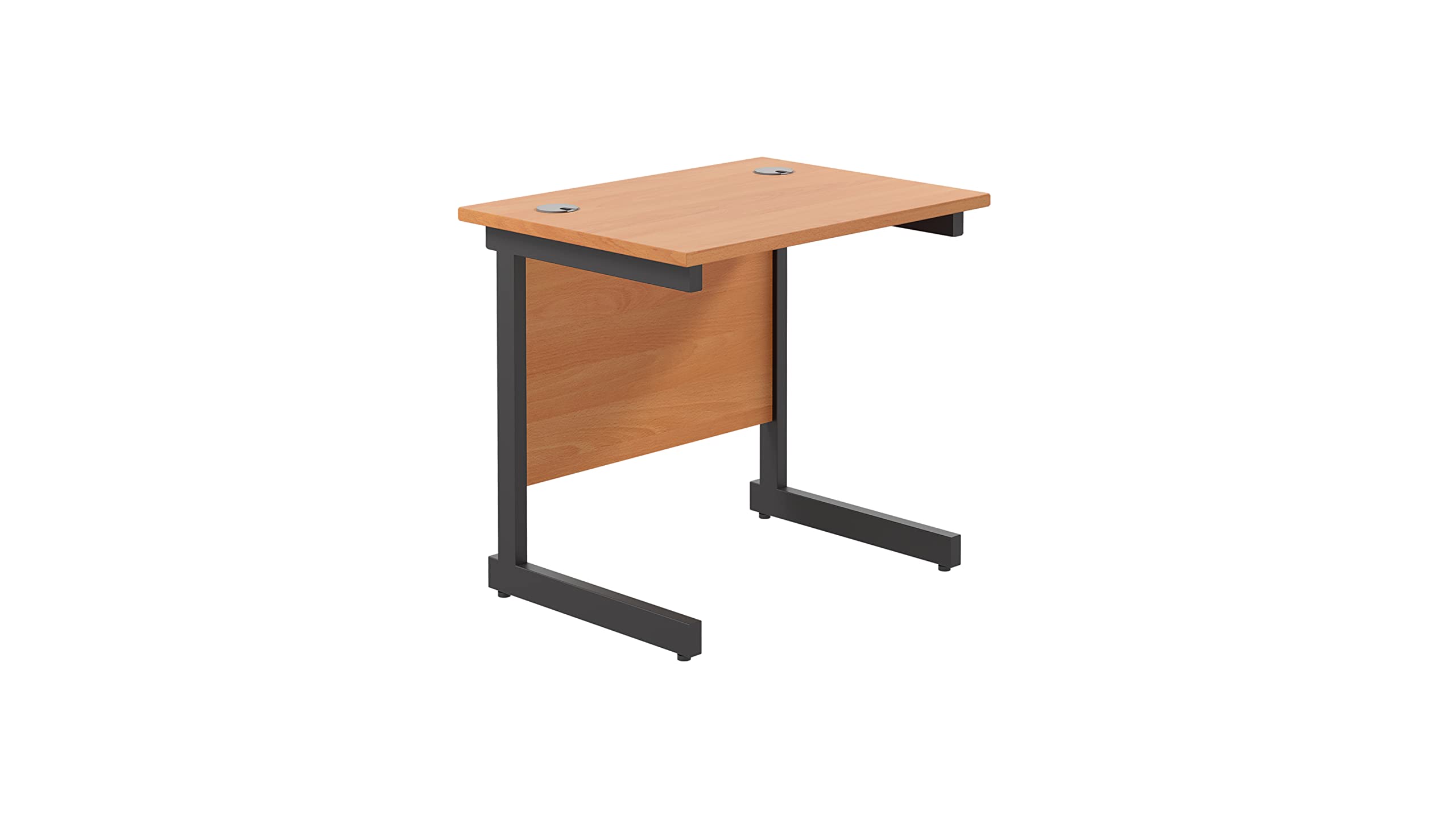 Office Hippo Heavy Duty Rectangular Cantilever Desk - Home Office Table + Integrated Cable Ports, PC Desk - 5 Yr Warranty - Silver Frame/Oak Top, 120cm x 80cm — view 64
