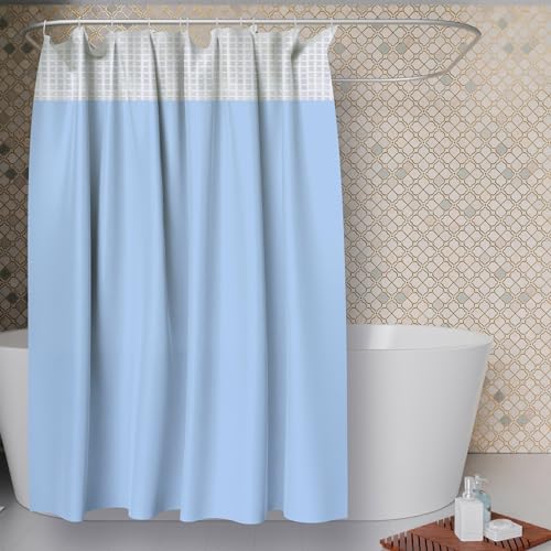 Image of Kuber Industries AC PVC Hospital Bed Curtain | Bathroom Window Blackout Curtain | Shower Curtain with 8 Rings | 7 Feet | Pack of 2 | Blue