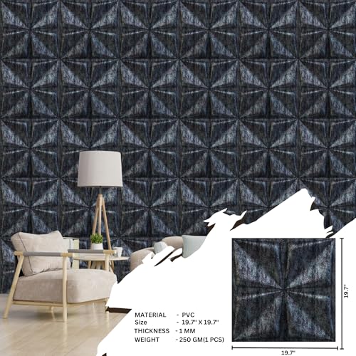 Image of Kayra Decor 3D PVC Wall Panel Bloom Design Thunder Black Color 19.7 inch x 19.7 inch (Pack of 40) - Covers 107.80 Sq. Ft.