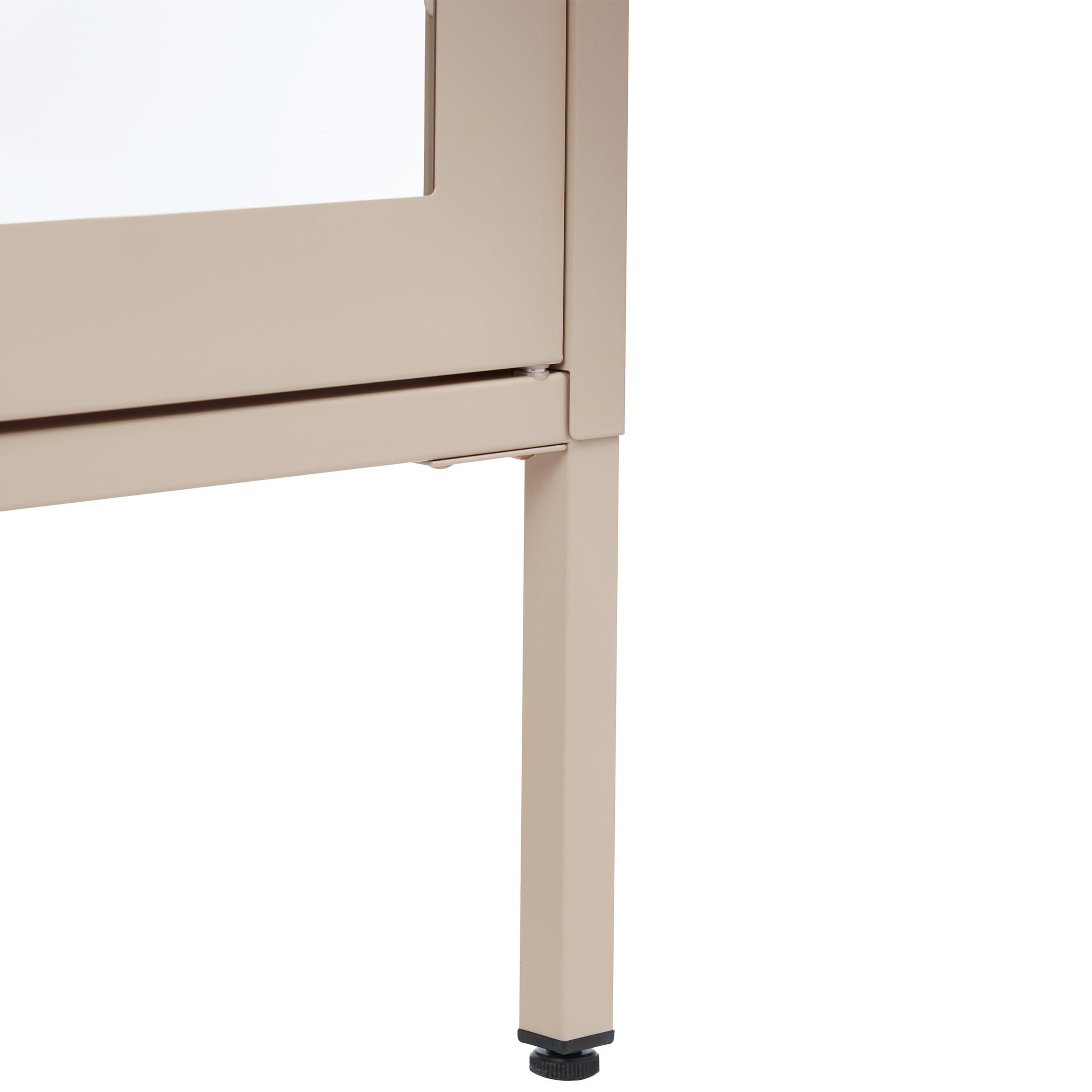 Vitrine Stahl beige mit 2 Glastüren Metallschrank Industrie-Design Nash