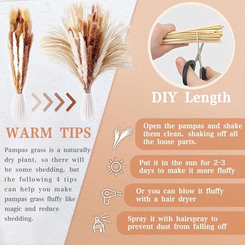 Image of Qlect Home Decor 100 Pcs Set 17inch Natural Dried Pampas Grass,Real Rabbit Bunny Tail,Reed Pampas,Boho Bouquet,Artificial Flowers Decor for Table Vase Home Decoration. (100 Pcs Dried Flower Set)
