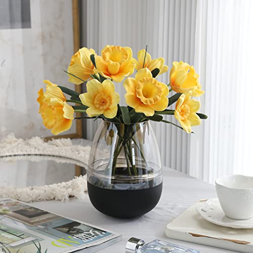 Hananona 10 Pcs Artificial Daffodil Flowers Real Touch Latex Daffodils Yellow Narcissus Spring Flower Fake Latex Flower Arrangement For Home Wedding Decor (10, Yellow) #TOP2