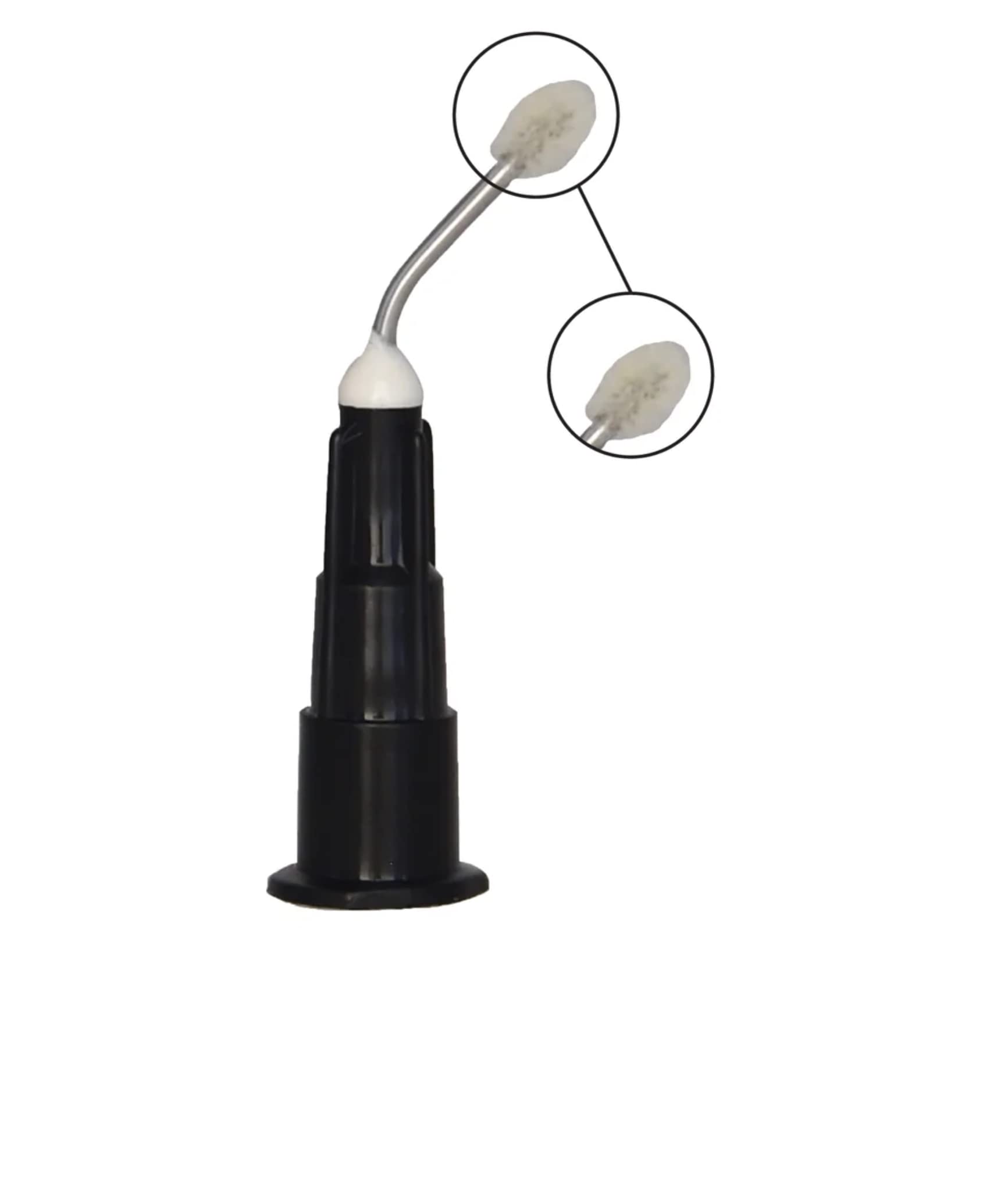 Pre-Bent Dispensing Needle - 19G Delivery Tips with Micro Brush End - Box of 100 Universal Luer Lock Style Single-Use Disposable Tips