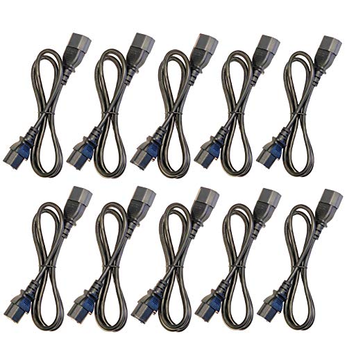 (10) 3 Foot IEC 320 NEMA C13 C14 10A 18AWG AC Power Cord Cables PDU to CPU