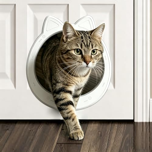 CAREMYWORLD Große Katzentür, Innentür, Keine Klappe, Katzentür für Innentür, Haustiertür für Katzen, einfache Selbstmontage, kein Training, bis zu 10 kg, (Schneeweiß)
