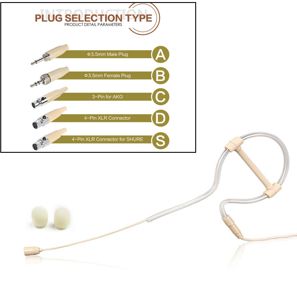 SPORTARC Earhook Headworn Headset Unidirectional Microphone Beige Single Earhook Headset Mic Headworn Microphone 3.5mm - Image 3