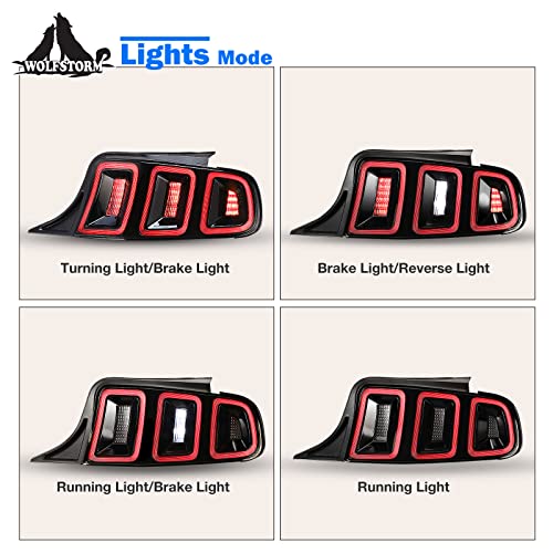 Wolfstorm Led Tail Light For 2010 2011 2012 2013 2014 Ford Mustang With Sequential Turn Signal Function Design,Daytime Running Light,2010-2014 Ford Mustang Led Tail Lamp Replacement Assembly,1 Pair #TOP4