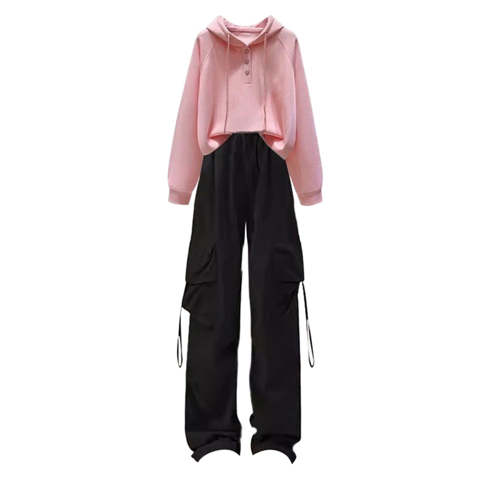 Conjuntos de ropa para niñas, sudadera con capucha y pantalones deportivos de pierna ancha, ropa escolar informal para estudiantes adolescentes, cómodo y moderno.