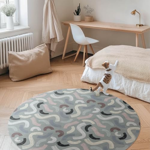 Tapis de sol rond résistant à la rayure de sol en PVC imprimé - 3
