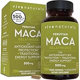 Peruvian Maca Root Supplement for Women & Men, 500mg - Traditionally Used for Energy, Stamina & Endurance - 250 Yellow Maca Root Powder Capsules, Gelatinized for Easier Digestion