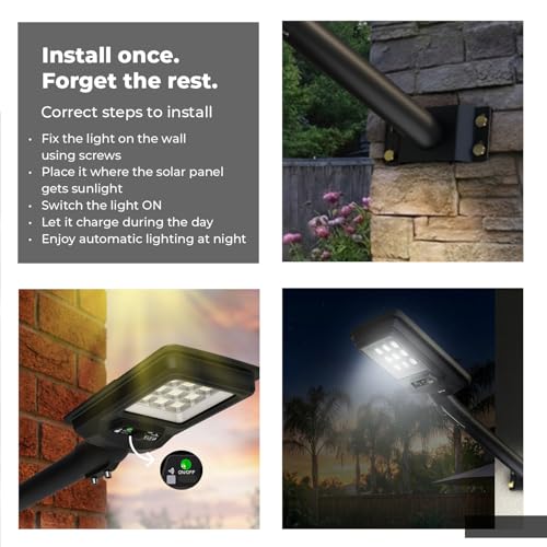 Image of Lifelong 100 W Solar Light for Outdoor Garden | 6000 mAh Waterproof Wall Light with Remote | Street Light with 1200 Lumens | Motion Sensor | Energy Saving for Home| Ideal for Gate, Yard & Pillar etc