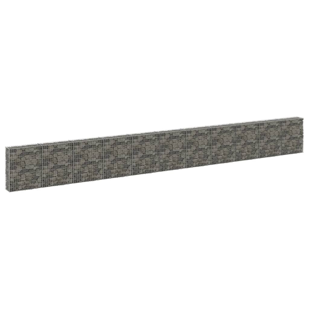 vidaXL Gabionenwand mit Abdeckung Gabione Steingabionen Steinkorb Gabionen Wand Drahtkorb Draht Mauer Verzinkter Stahl 900x30x100cm