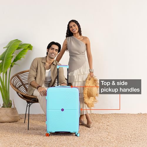 Image of Nasher Miles Bali Hard-Sided Polypropylene Check-in Luggage 28 inch | 75cm | 8 Wheels Large Trolley Bag for Travel | Suitcase (Light Blue)