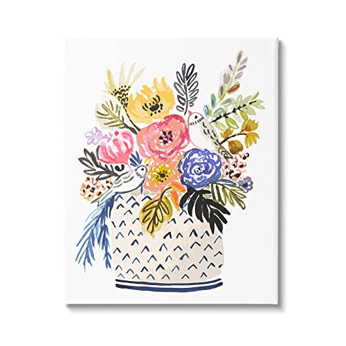 Stupell Industries Birds Perched Fun Floral Blossoms Canvas Wall Art, Design By Karen Fields #TOP13