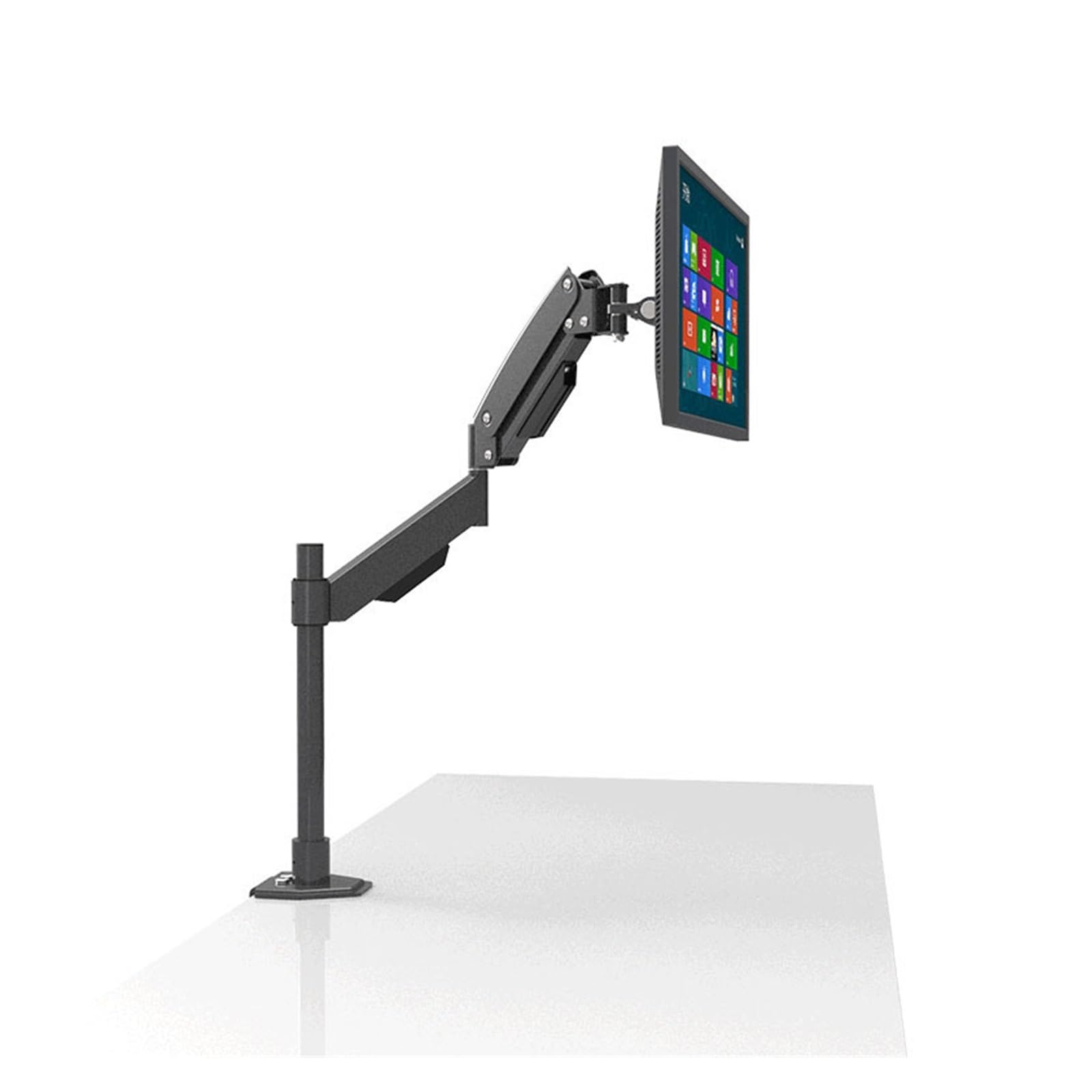 Supporto per Monitor con Molla a Gas Regolabile in Altezza per impieghi gravosi, Braccio Lungo, postazione di Lavoro Seduta e in Piedi, Supporto per Monitor, carico Massimo 10 kg