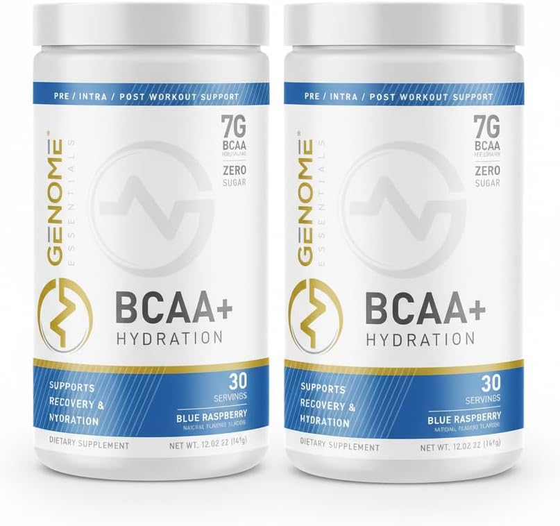 BCAA Powder + HYDRATION Electrolyte Formula | 7G BCAA, 2.5G Electrolytes per Serving | Muscle Recovery & Support | Non-GMO, Gluten Free, Keto Friendly, Zero Sugar | Natural Flavor | 30 Servings | 2pk