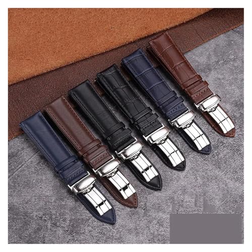Bracelet en cuir véritable bleu 22mm pour montre Casio MDV106 BEM506 - 3