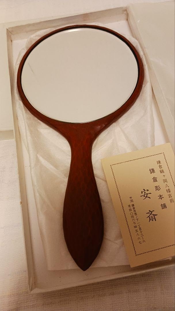 鎌倉彫り 安斎 手鏡 Amazon.co.jp: 鎌倉彫専門店安斎／手鏡 花柄 彫刻 伝統工芸品 KAMAKURA