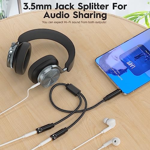 Cuteluding Audio Splitter Aux Splitter Kabel Kopfhörer Doppelstecker,3,5mm Stereo Klinke kopfhörer Adapter Kabel,Klinke Splitter kompatibel mit Kopfhörer,Tablet,PC,Tablet,Autoradio, Lautsprecher