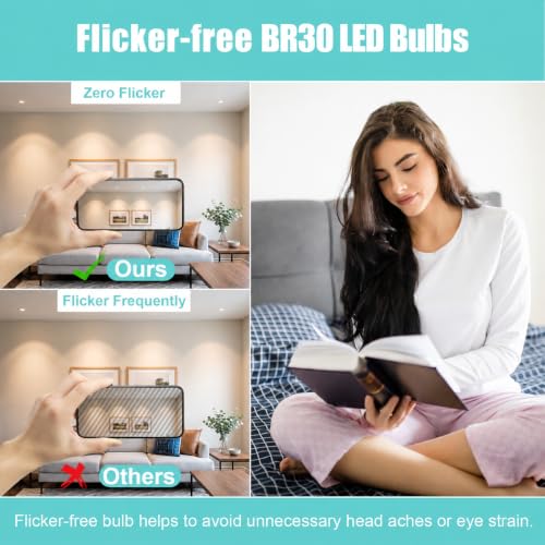 BR30 LED Flood Light Bulbs 65W Equivalent Dimmable E26 4000K Natural White - image 6