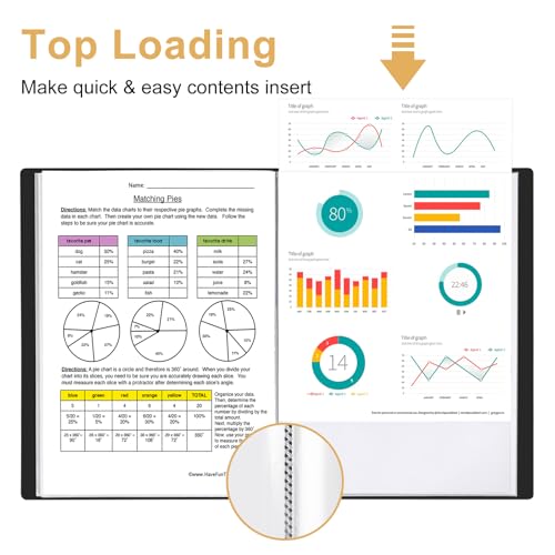 GUOKOFF Sichtbuch PP A3, 2 Stück A3 Päsentationsdisplay Buch Mit 80 Klarsichthüllen, Präsentationsmappe Präsentationsordner aus PP, Painting Aufbewahrungsbuch für Kunst, Portfolio (Schwarz)