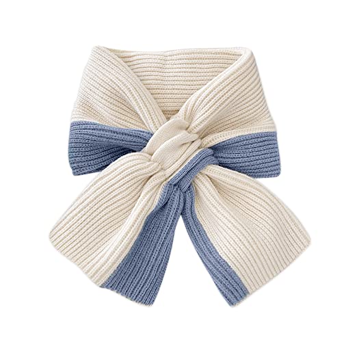Winter Knitted Scarf Women Two-Color Rib Knit Keyhole Pull-Through Scarves Soft Cute Neck Warmer Collar Neckerchiefs