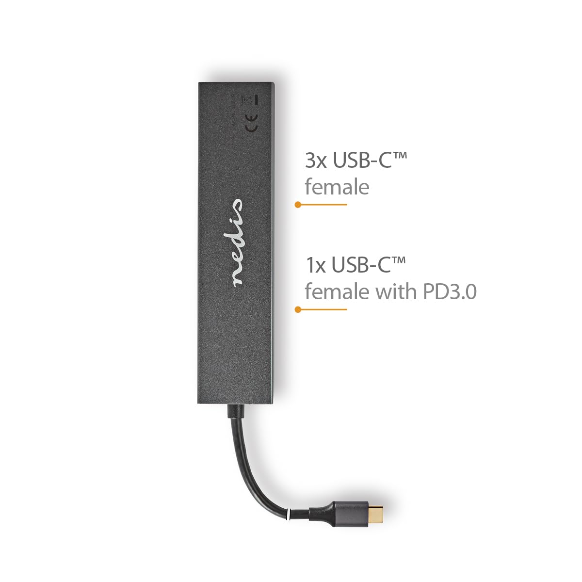 Nedis UHUBU3470AT hub & concentrateur USB 3.2 Gen 2 (3.1 Gen 2) Type-C 10000 Mbit/s Anthracite