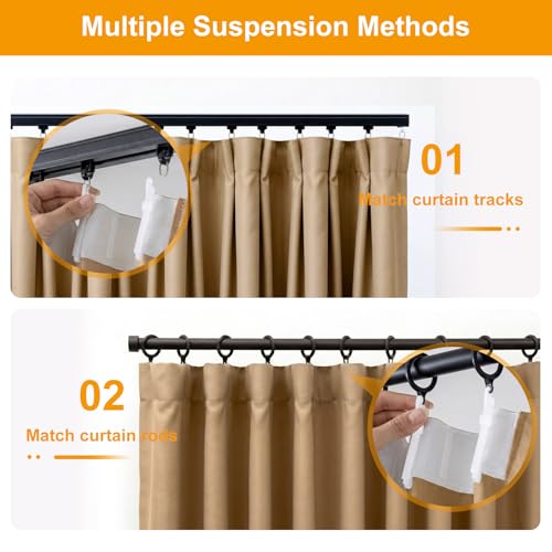 Image of hoeflife Room Divider Curtains Blackout Floor to Ceiling Curtain with Hook Wall Mount Sliding Door Curtains Ceiling Mount Extra Wide Curtain Wall Divider for Room Separation (Khaki, W180 x H84 Inch)