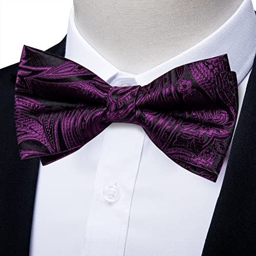 Image of DiBanGu Pre-Tied Bow Ties for Men Silk Adjustable Tuxedo Bowties Pocket Square Cufflinks Set with Lapel Pin Jacquard Woven