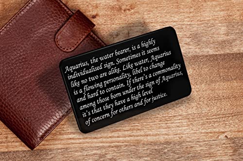 Aquarius Zodiac Sign Black Card - Wallet Card Astrology Sign For Aquarius - Uranus Planet Air Element Card3