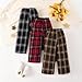 3-Pack Boys Fleece Lined Thermal Woollen Plaid Pants Warm Winter Elastic Waist Athletic Track Pants for Girls 2-7 Years