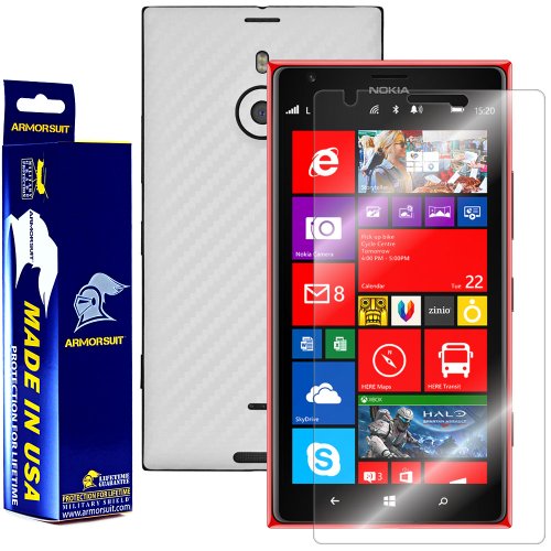 Armorsuit MilitaryShield White Carbon Fiber Skin Wrap Film + HD Clear Screen Protector for Nokia Lumia 1520 - Anti-Bubble Film