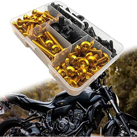 Upgraded 195PCS Motorcycle Fairing Bolt Kit Screws Fasteners Clips for CBR 600RR 1000RR CBR600 F3 F4 F4i Suzuki GSXR 600 750 1000 (Gold) Cover